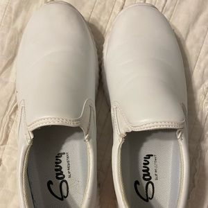 White leather nursing shoes